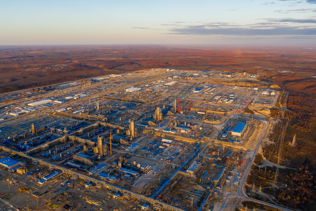 Amur GPP construction site view in December 2020.