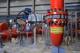 Two fire-fighting tanks with 10 thousand cubic meters each were filled. Fire protection will be ensured by four pumps of 830 cubic meters of water per hour and two of 500 cubic meters per hour. Total capacity of the fire-fighting water pipeline is about 6,000 cubic meters of water.